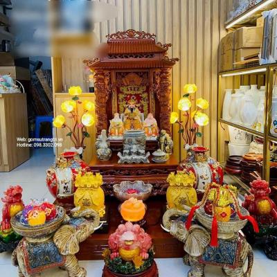 TƯỢNG VOI SỨ KÈM KHAY ĐỰNG HOA QUẢ
